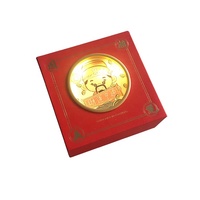 Boîte cadeau rigide rouge personnalisée, écologique, avec lamination mate et éclairage LED, pour souvenirs de pièces de monnaie porte-bonheur du Nouvel An chinois, idéale pour les entreprises.