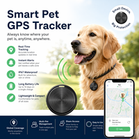 Traceur GPS pour animaux de compagnie (chien, chat) en forme ronde, texture métallique brossée, alarme anti-perte intelligente, suivi en temps réel, étanche IP67, pour collier et clé