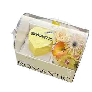 손잡이 꽃집 상자가있는 접이식 Pvc 꽃 케이크 상자 파티 선물 상자