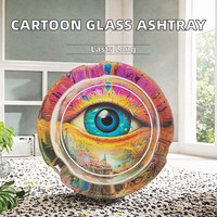 Ensemble de cendrier de cigare à gaz pour oeil de dessin animé drôle, accessoires de cendrier de table en verre portables, articles de poche créatifs pour fumer