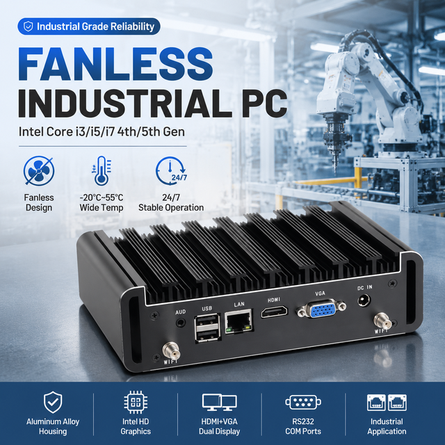 Embedded System Mini Computer Intel Core I3 5005U Low Power Processor Fanless Design OEM Computer for Equipment Integration