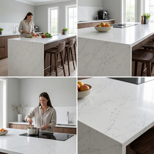 Encimera de Cocina de Cuarzo Artificial Blanco Carrara de Colorado Pulido de Alta Calidad para Superficie de Mesa de Comedor Prefabricada - Product Image 3