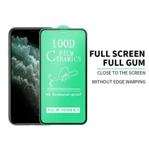 फैक्टरी थोक 100D सिरेमिक मोबाइल फोन नरम टेम्पर्ड ग्लास स्क्रीन सुरक्षात्मक फिल्म के लिए iPhone X 11 12 13 14 प्रो