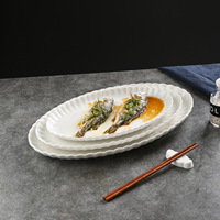 Assiette en Porcelaine Fine Style Américain à Haute Valeur Chromatique, Vaisselle Créative pour la Maison et l'Hôtel, Grande Assiette à Poisson Vapeur en Céramique Sous Glaçure Colorée