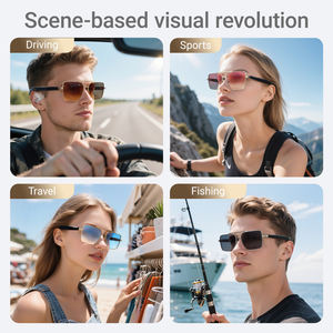 <span class=keywords><strong>Lentes</strong></span> de degradado que cambian de color a la moda, gafas inteligentes rectangulares con semimarco de metal <span class=keywords><strong>para</strong></span> exteriores, reproducción de música con llamadas BT - Product Image 4