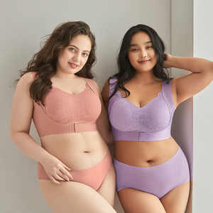 Custom Seamless Comfortable Push up Fashionable Wave Design Lace Bra Wireless Anti Sagging U Back Plus Size Bra