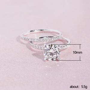 Fabricación Conjunto de circón para mujer Elegante completo CZ Zirconia <span class=keywords><strong>Promise</strong></span> Compromiso Conjunto de anillo de Boda nupcial - Product Image 6