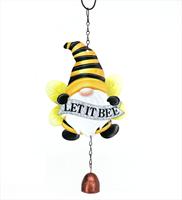 Estatua de Gnomo con Temática de Abeja, Campana de Viento, Decoración Colgante para Jardín, Arte de Hierro para Porche y Patio, Decoración de Primavera, Regalo Rústico para Mamá
