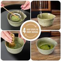 Ensemble fouet à matcha avec bol, support pour fouet, fouet en bambou, cuillère, tamis, kit complet d'outils pour la préparation du matcha pour la maison et la cuisine