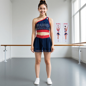 Set di riscaldamento con strass personalizzati per bambini con prestazioni di sublimazione stampa in Spandex per la pratica dell'allegria giovanile uniforme - Product Image 1