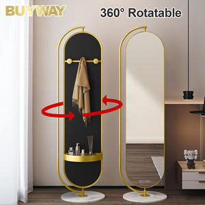 <span class=keywords><strong>Espejo</strong></span> giratorio de <span class=keywords><strong>cuerpo</strong></span> <span class=keywords><strong>completo</strong></span> independiente de longitud completa <span class=keywords><strong>con</strong></span> marco dorado de pie largo <span class=keywords><strong>con</strong></span> almacenamiento para sala de estar - Product Image 2