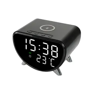 Penjualan laris baru pengisi daya Cepat 15W nirkabel 3-in-1 dengan jam Alarm pengisi daya nirkabel lampu malam LED