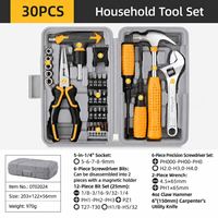Ensemble de 30 outils pour la maison et le bricolage avec boîte, tournevis, clés, marteau, couteau artistique, embouts ANDUUK