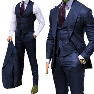 Costumes de <span class=keywords><strong>mariage</strong></span> élégants sur mesure pour hommes, coupe ajustée, 3 pièces, pour marié et garçons d'honneur - Product Image 1