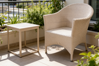 Fauteuil de salle à manger d'extérieur Yoshen contemporain en aluminium et rotin, confortable, léger et coulissant - Imperméable et durable