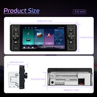 Autoradio Android Podofo 5 pouces 2+64 Go 1Din, CarPlay & Android Auto, BT, WIFI, Radio, SWC, DSP, USB & Type-C, livraison rapide