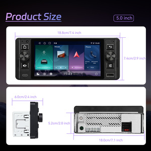 วิทยุติดรถยนต์ Podofo 5 นิ้ว 2+64GB 1Din ระบบ Android รองรับ CarPlay & Android Auto พร้อมบลูทูธ WIFI วิทยุ SWC DSP USB&Type-c จัดส่งรวดเร็ว - Product Image 5