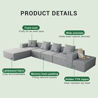 Canapé Modulable Italien Minimaliste Bloc de Tofu, Combinaison Libre 6 Places, Éponge Haute Densité, pour Salon