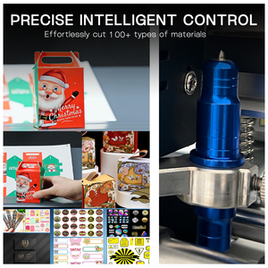 Máquina de corte de etiquetas de doble cabezal HG370D con hendido y corte de contorno por cámara, alimentación automática de 350 mm, hendido de corte parcial y completo en una pasada - Product Image 2