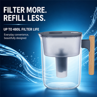 Carafe filtrante à eau portable haute capacité 3,8 L, très vendue, pour usage domestique, élimine le chlore et les mauvaises odeurs