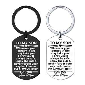 Llavero con grabado inspirador para hombre y mujer, regalo de madre <span class=keywords><strong>a</strong></span> <span class=keywords><strong>hijo</strong></span>, I Love You, regalo de <span class=keywords><strong>cumpleaños</strong></span> - Product Image 1
