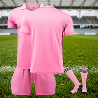 Ensemble de tenue de football rose, maillot à manches courtes, short et chaussettes, unisexe, évacuation de l'humidité, toutes saisons, taille adulte