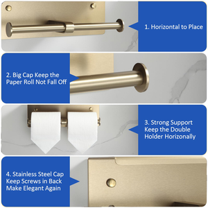 Porte-papier toilette double auto-adhésif en aluminium spatial avec étagère pour téléphone - Product Image 2