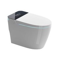 WC intelligent de luxe avec bidet intégré, lumière d'ambiance, siège chauffant, eau chaude instantanée, auto-nettoyant, à poser au sol, télécommande pour la maison