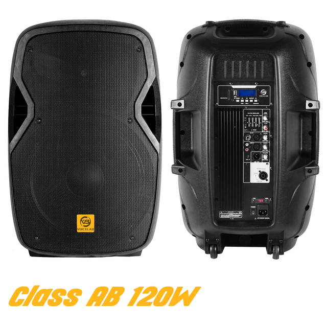 High Quality Full Range 2-Way 15-Inch Subwoofer Wireless Portable Active Speaker 120W Class AB Spekon Professional PA System FM