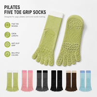 Chaussettes de Pilates personnalisées à cinq doigts avec semelle antidérapante en silicone pour les séances de yoga et de barre d'automne