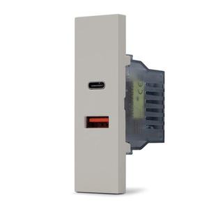 ZEN Line Sand <b>USB</b> A And <b>USB</b> C 5V 2.4A Charger <b>Socket</b> - Product Image 1