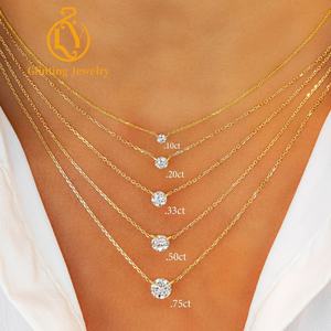 IGI鑑定書付き 1カラット 2カラット 3カラット 4カラット 5カラット CVDラボグロウンダイヤモンド VVS VS ラウンドブリリアントカット 10K 14K 18K ゴールド 高級ペンダントネックレス - Product Image 1