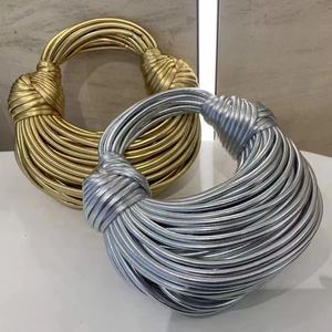 Latest Trend Elegant <b>Lady</b> Braided Noodles Bag with Double Knot Hand Bags for Women Hand Clutch Bag for Evening Party Purse - Product Image 2