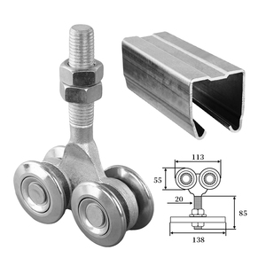<span class=keywords><strong>Rail</strong></span> moderne à double roue en acier <span class=keywords><strong>pour</strong></span> usage hôtelier, roulement coulissant argenté <span class=keywords><strong>pour</strong></span> <span class=keywords><strong>porte</strong></span> de grange, <span class=keywords><strong>chariot</strong></span> à roulettes suspendu, excellent - Product Image 4