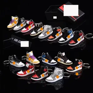 Wholesale PVC 3D Mini Sneaker Basketball AJ shoes Sneaker shoe Key Ring Model Cute Sneaker Keychain with box