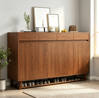 Meuble à chaussures moderne en bois, grande capacité, pour entrée, avec 4 tiroirs supérieurs, étagères et fond ouvert, pour la maison.