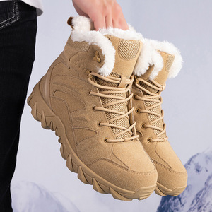 Bottes d'hiver pour hommes, hauteur cheville, en faux daim, doublées de fourrure, semelle extérieure en caoutchouc, chaussures de randonnée en plein air - Product Image 3