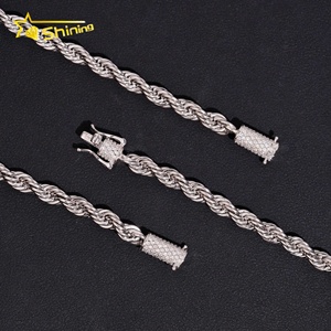 공장 직판 도매가 모이사나이트 클라스프 스테인리스 스틸 <span class=keywords><strong>6mm</strong></span> 다이아몬드 컷 로프 체인 - Product Image 3