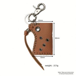 Vintage Faux Leather Pouch With Keychain Portable Lighter Holder Durable <b>Key</b> & <b>Usb</b> Protector for Bag Charm - Product Image 6