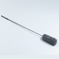 Plumeau télescopique en microfibre - Tête douce grise + Manche en acier inoxydable, idéal pour le dépoussiérage de la maison, de la voiture et des plafonds