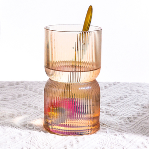 Verre à whisky Samyo personnalisé de 430 ml, style vintage, origami, côtelé, couleur ambre, cristal, résistant au <span class=keywords><strong>lave</strong></span>-<span class=keywords><strong>vaisselle</strong></span> - Product Image 4