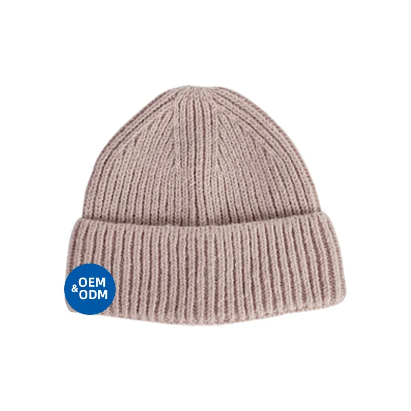 Factory Wholesale Fashion Soft Warm Plain Color Sports Cuffed Crochet Caps Knitted Beanie Hats Custom