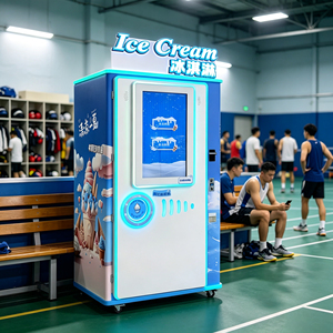 Distributeur automatique de crème glacée avec bras robotisé intérieur, paiement par espèces, pièces et billets, écran tactile 32 pouces, kiosque distributeur automatique de crème glacée - Product Image 1
