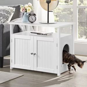 Meuble de rangement 2-en-1 en bois pour salon, adapté aux chats, avec niche pour chat intégrée - Product Image 2