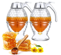 Distributeur de miel Sans goutte à goutte Récipient de miel en verre Distributeur de sirop d'érable Pot en forme de peigne à miel