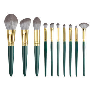 Vente Directe Usine - Lot de 10 Pinceaux Éventail Faits Main en Poils Synthétiques, Poils Doux pour Application Précise de Fard à Joues et Correcteur - Product Image 1