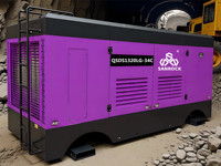 Compresseur d'air à vis robuste avec système de refroidissement et circuit de pré-lubrification automatique, alimenté au diesel