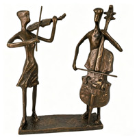 Sculptures abstraites en fonte Violon et Cello en duo, Ornement de performance musicale, Décoration de bureau pour musiciens, Cadeau artisanal pour magasin de pianos et bureau