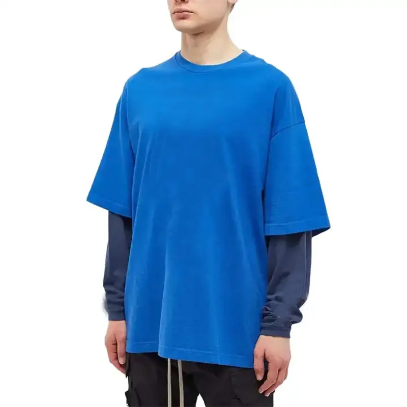 Benutzer definierte Double Layer Blank Cotton Jersey Langarm T-Shirt für Männer