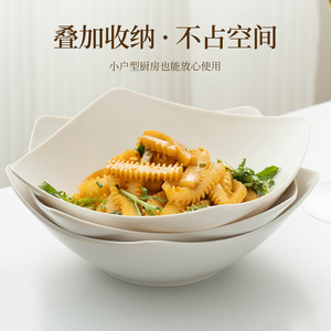 ชามเซรามิกสีขาวทรงสี่เหลี่ยมสำหรับใส่สลัด ใช้ในครัวเรือน - Product Image 3